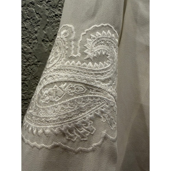 MICHAEL Michael Kors Cream Embroidered Sheer Flowy V Neck Blouse Top Size S - Picture 5 of 10